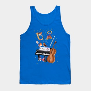 Christmas with singing birds and lots of music instruments Tank Top